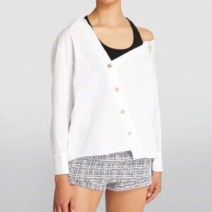 Maje Asymmetric Trompe-L'oeil Shirt in Black White Size 2 (Medium)
